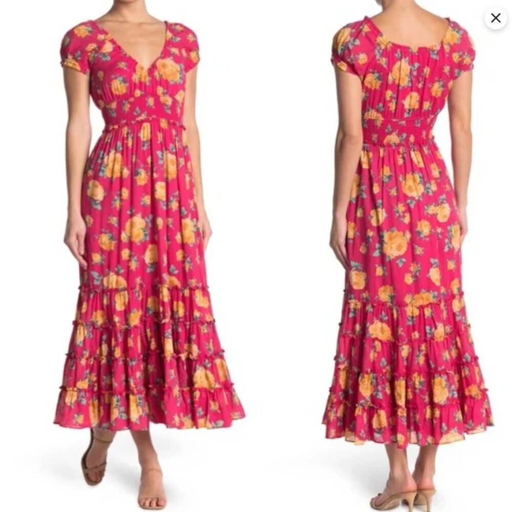 Betsey Johnson Pink Ruffled Tiered Sundress L